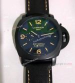 Clone Panerai Luminor GMT PAM00320 Black Steel Watch  Orange Markers